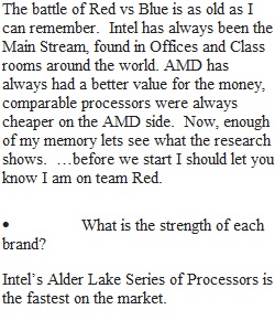 Intel vs AMD Processors